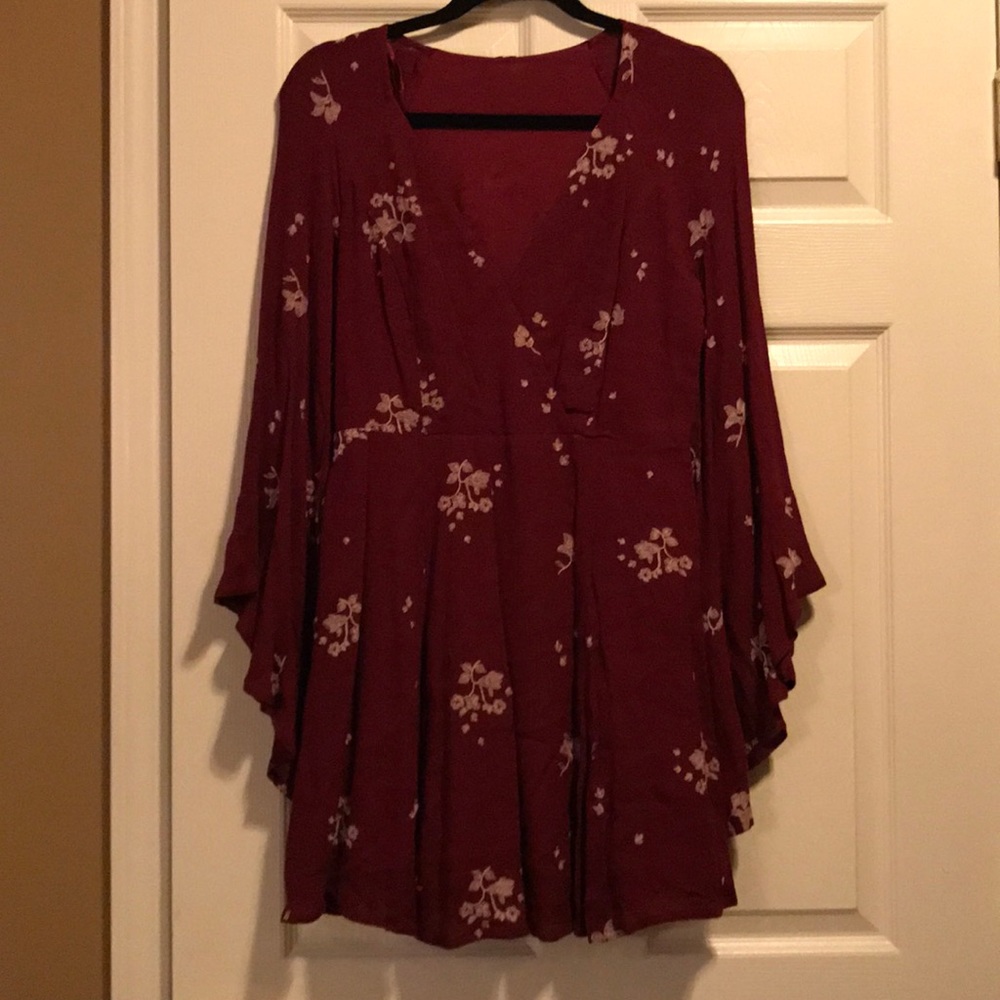 Burgundy floral free people dress